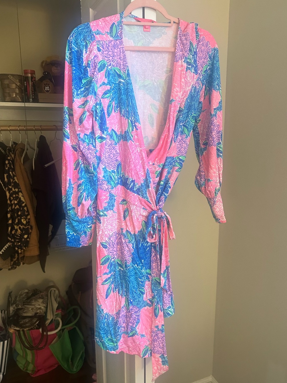 Lilly Pulitzer Pink & Blue Floral Wrap Dress